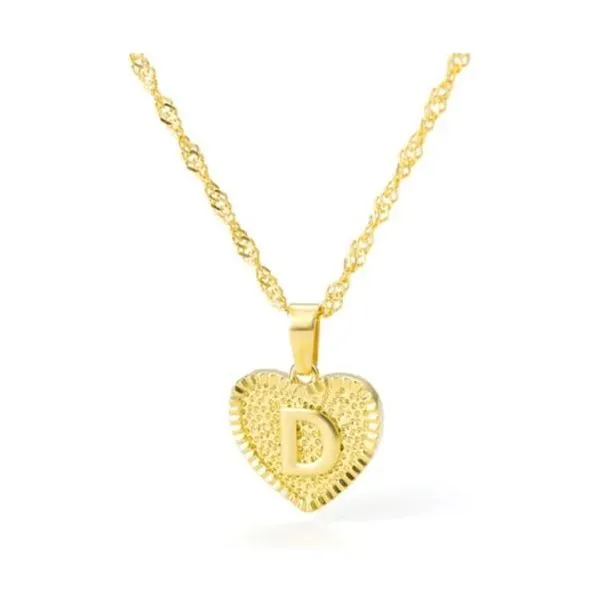 Initial letter heart pendant necklace