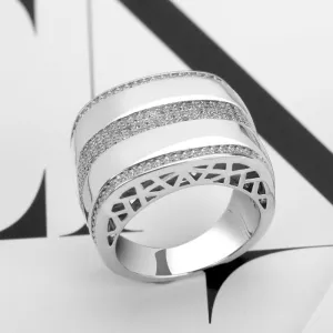 Inlaid Zircon Gold Ring Women Bridal Wedding Jewelry