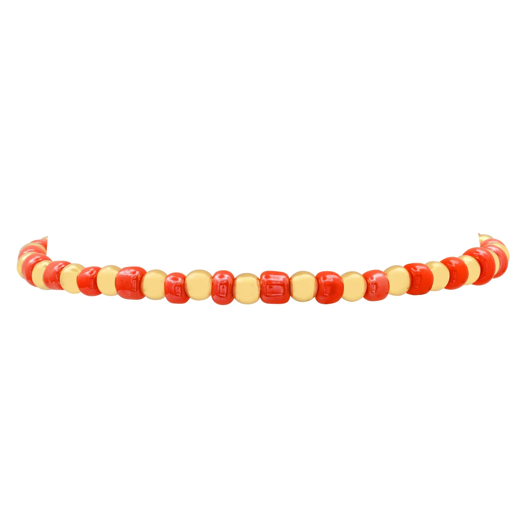IRIDESCENT BALL STRETCH BRACELET GOLD & RED