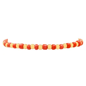 IRIDESCENT BALL STRETCH BRACELET GOLD & RED