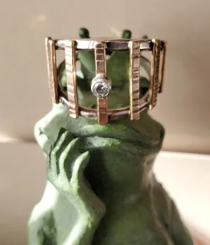 J   I sterling silver & gold filled ring wit cz