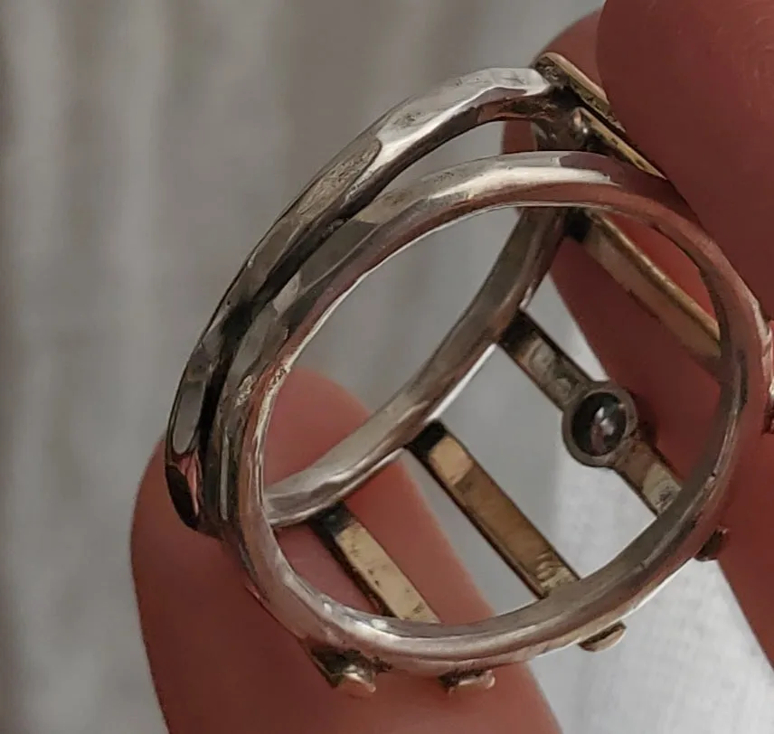 J   I sterling silver & gold filled ring wit cz