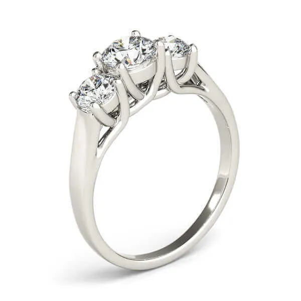 JewelMore 1 carat - 2 carat | Lab Grown Diamond Engagement Ring | 14K in White, Yellow Or Rose Gold | Three Stone Lab Diamond Ring | FG-VS-SI Quality