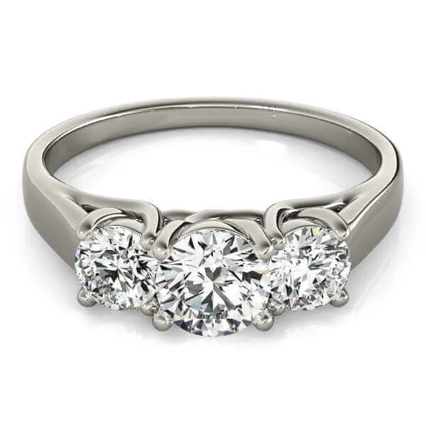 JewelMore 1 carat - 2 carat | Lab Grown Diamond Engagement Ring | 14K in White, Yellow Or Rose Gold | Three Stone Lab Diamond Ring | FG-VS-SI Quality