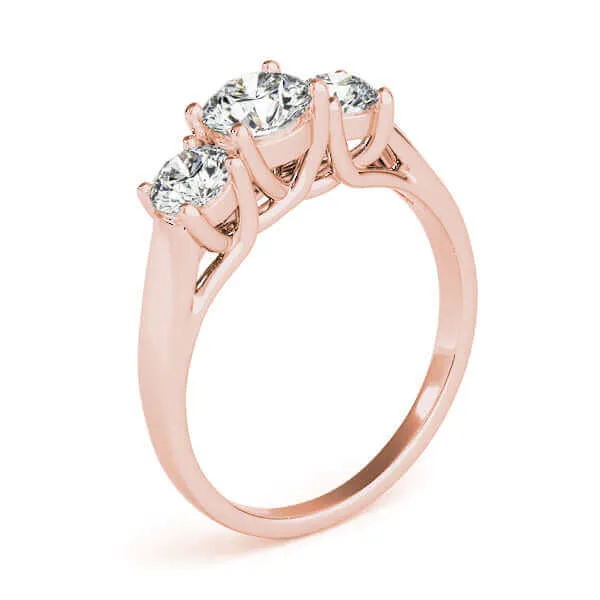 JewelMore 1 carat - 2 carat | Lab Grown Diamond Engagement Ring | 14K in White, Yellow Or Rose Gold | Three Stone Lab Diamond Ring | FG-VS-SI Quality