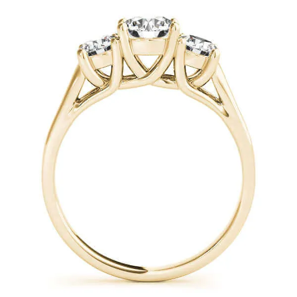 JewelMore 1 carat - 2 carat | Lab Grown Diamond Engagement Ring | 14K in White, Yellow Or Rose Gold | Three Stone Lab Diamond Ring | FG-VS-SI Quality