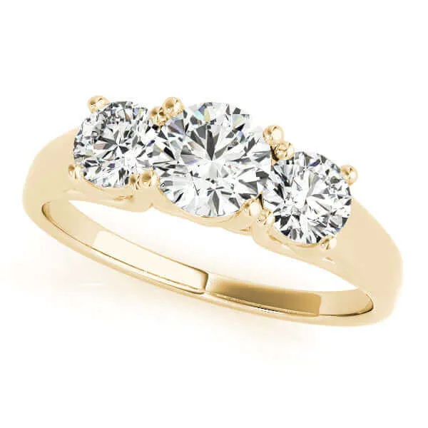 JewelMore 1 carat - 2 carat | Lab Grown Diamond Engagement Ring | 14K in White, Yellow Or Rose Gold | Three Stone Lab Diamond Ring | FG-VS-SI Quality