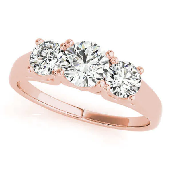 JewelMore 1 carat - 2 carat | Lab Grown Diamond Engagement Ring | 14K in White, Yellow Or Rose Gold | Three Stone Lab Diamond Ring | FG-VS-SI Quality