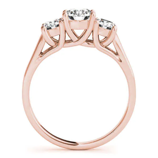 JewelMore 1 carat - 2 carat | Lab Grown Diamond Engagement Ring | 14K in White, Yellow Or Rose Gold | Three Stone Lab Diamond Ring | FG-VS-SI Quality