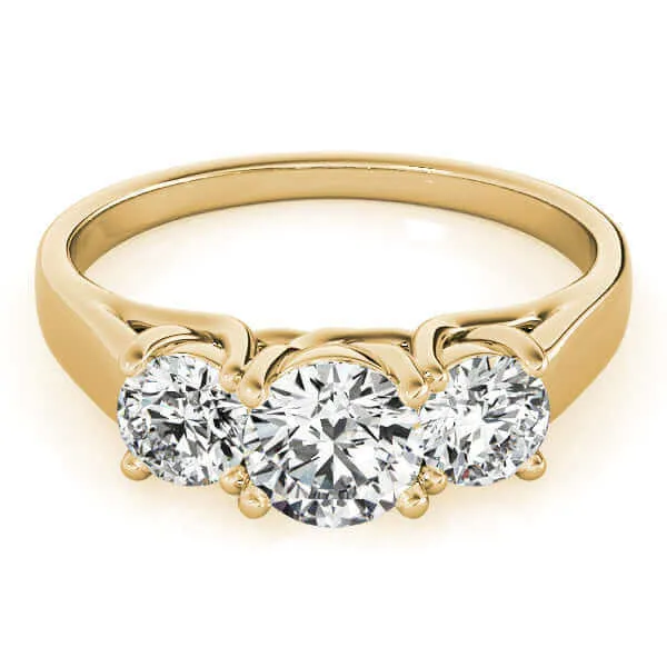 JewelMore 1 carat - 2 carat | Lab Grown Diamond Engagement Ring | 14K in White, Yellow Or Rose Gold | Three Stone Lab Diamond Ring | FG-VS-SI Quality