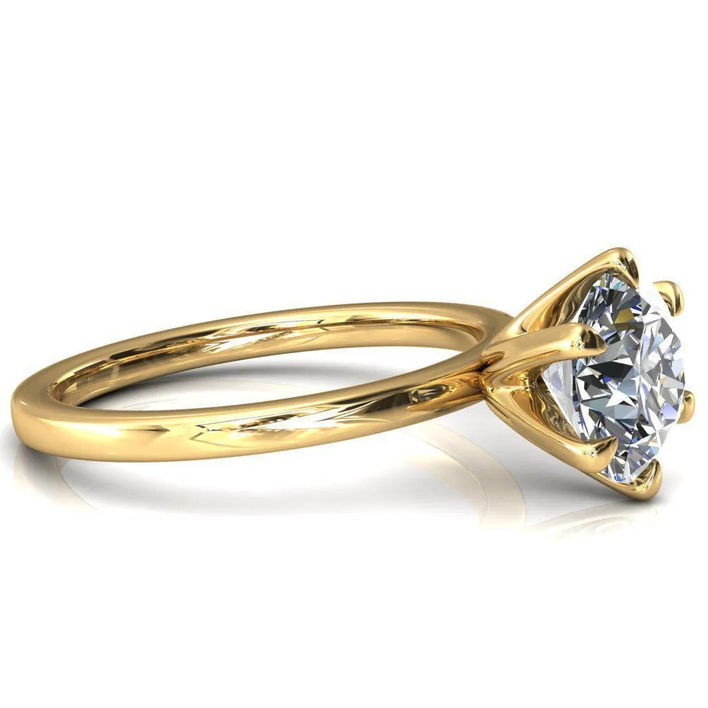 Julianne Round Center Stone Solitaire 6 Prong Ring