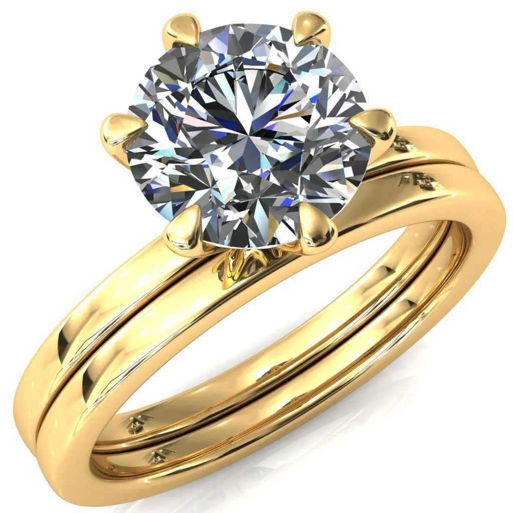 Julianne Round Center Stone Solitaire 6 Prong Ring
