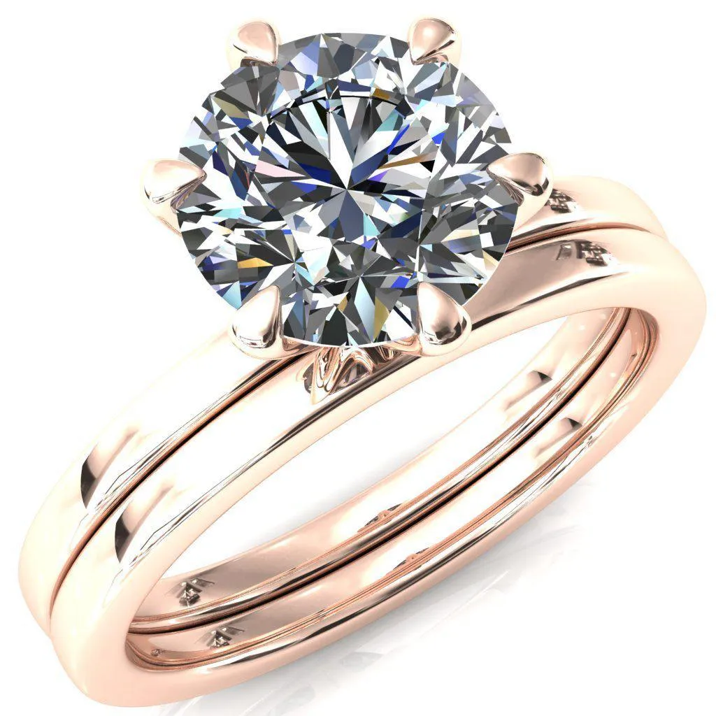 Julianne Round Center Stone Solitaire 6 Prong Ring