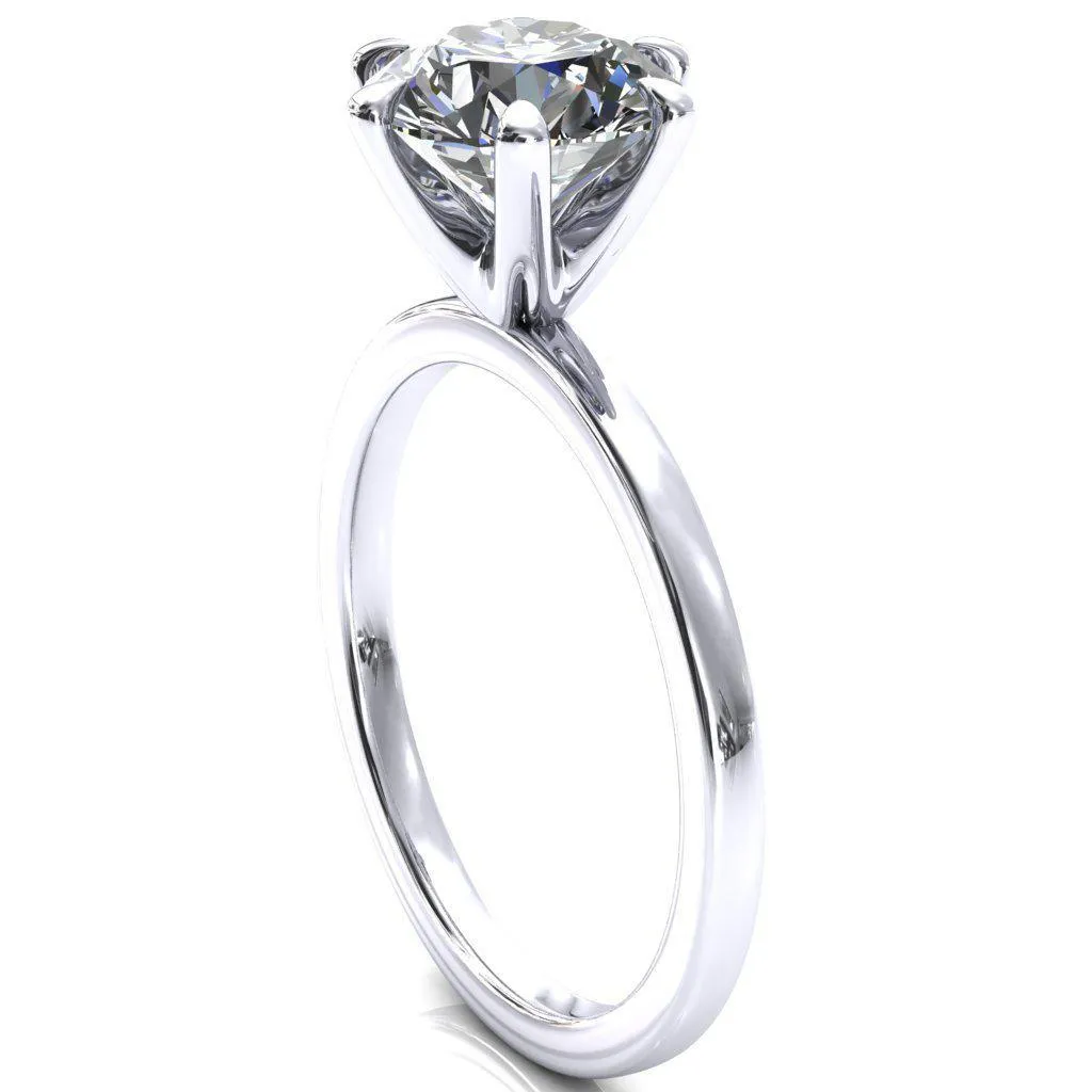 Julianne Round Center Stone Solitaire 6 Prong Ring