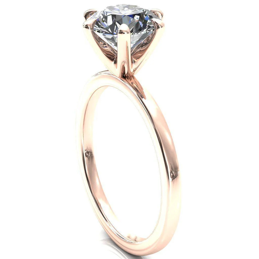 Julianne Round Center Stone Solitaire 6 Prong Ring