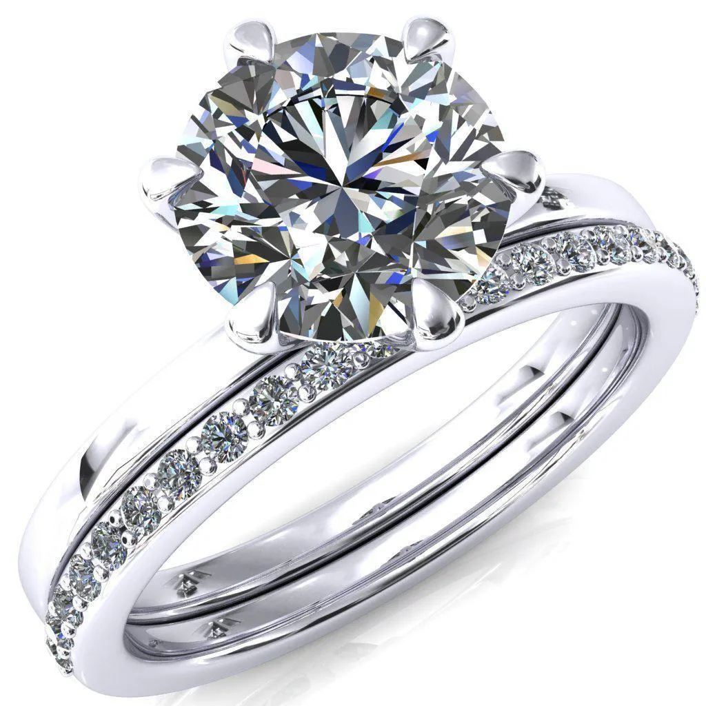 Julianne Round Center Stone Solitaire 6 Prong Ring