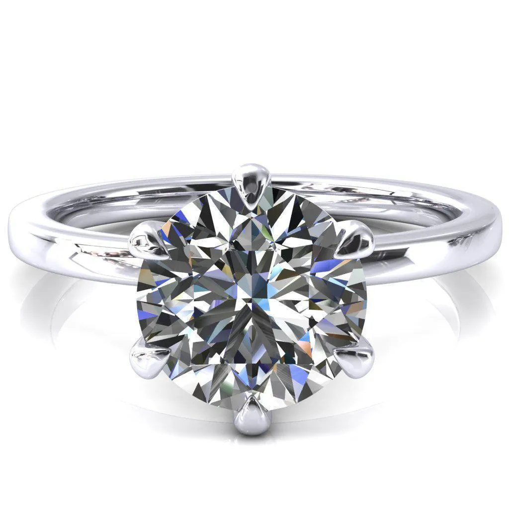 Julianne Round Center Stone Solitaire 6 Prong Ring