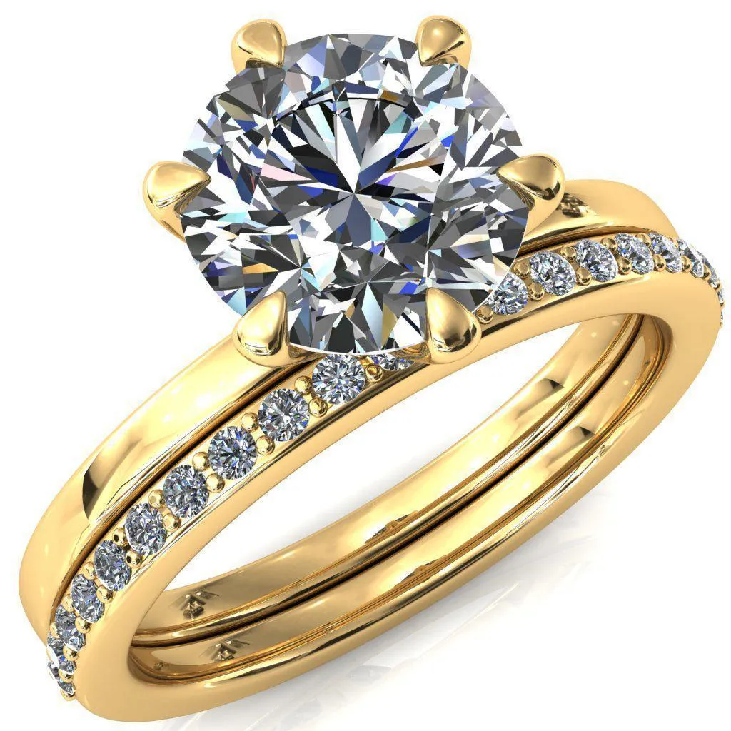 Julianne Round Center Stone Solitaire 6 Prong Ring