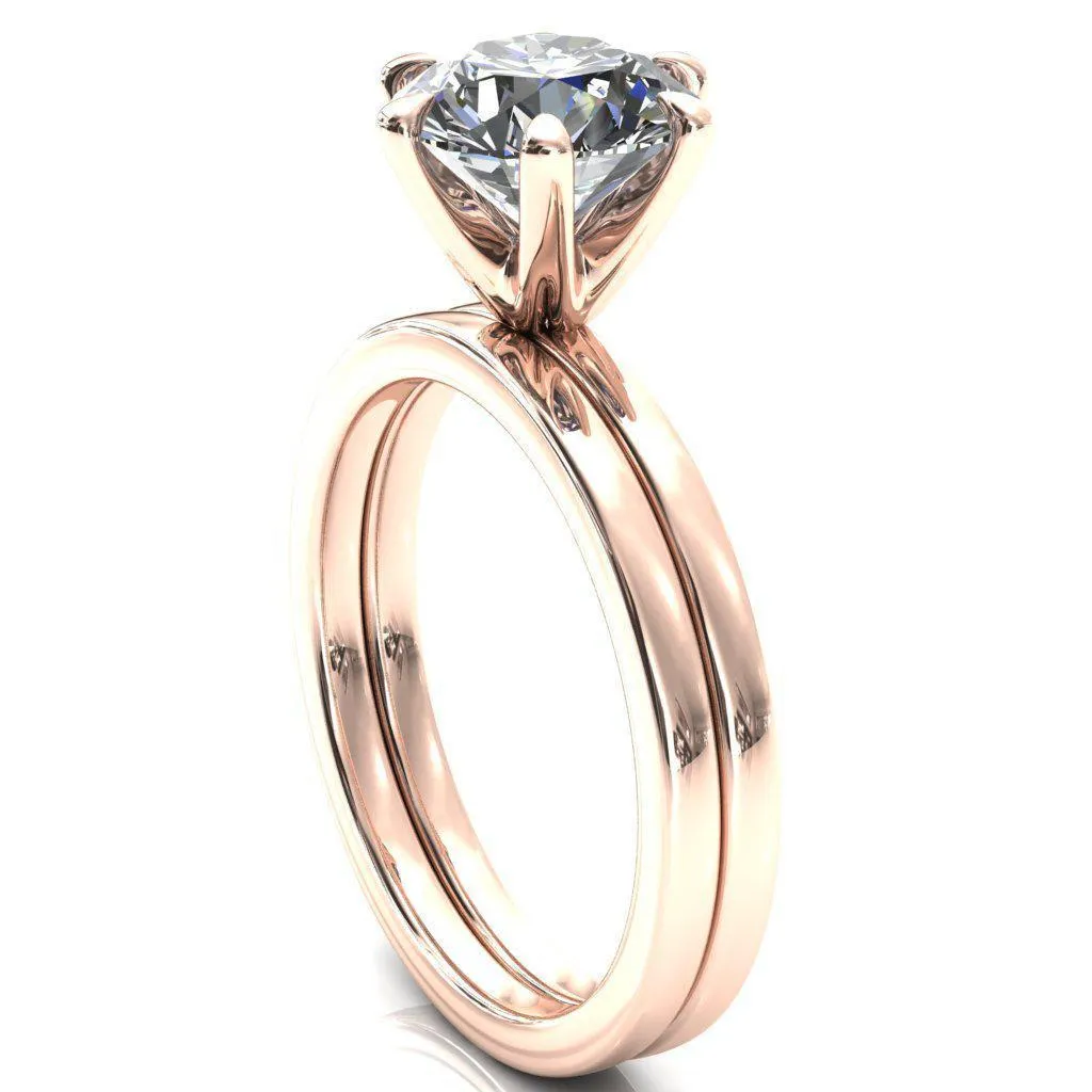 Julianne Round Center Stone Solitaire 6 Prong Ring