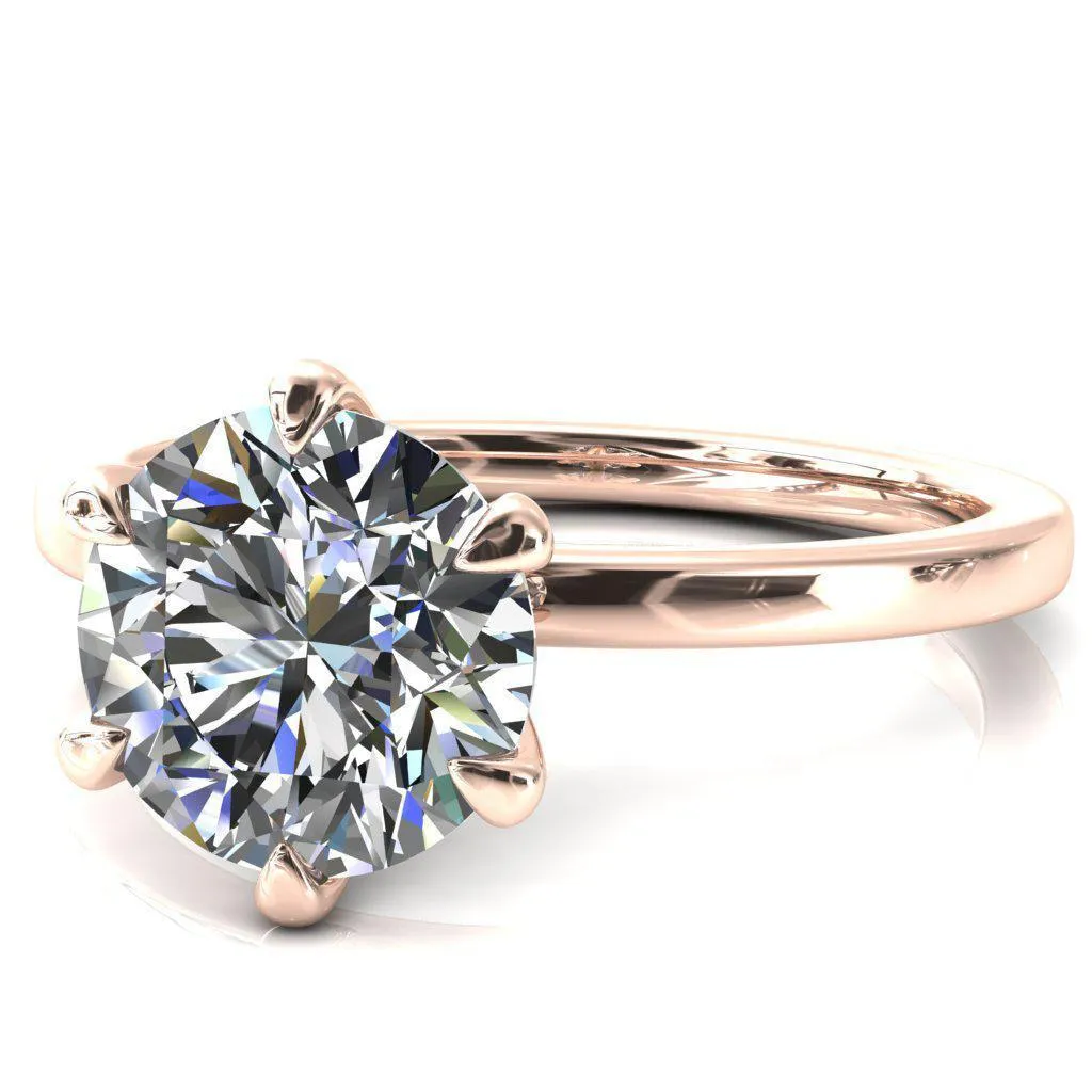Julianne Round Center Stone Solitaire 6 Prong Ring