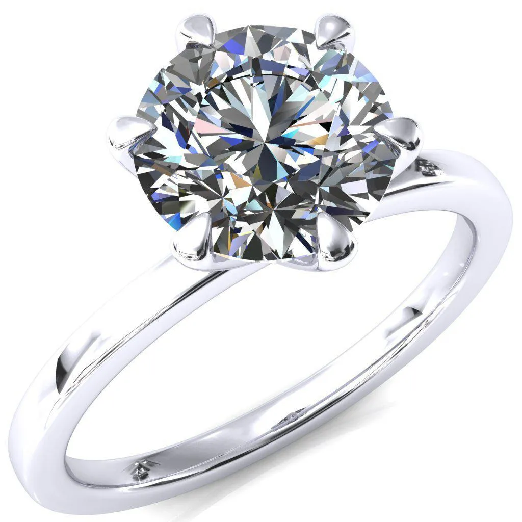 Julianne Round Center Stone Solitaire 6 Prong Ring