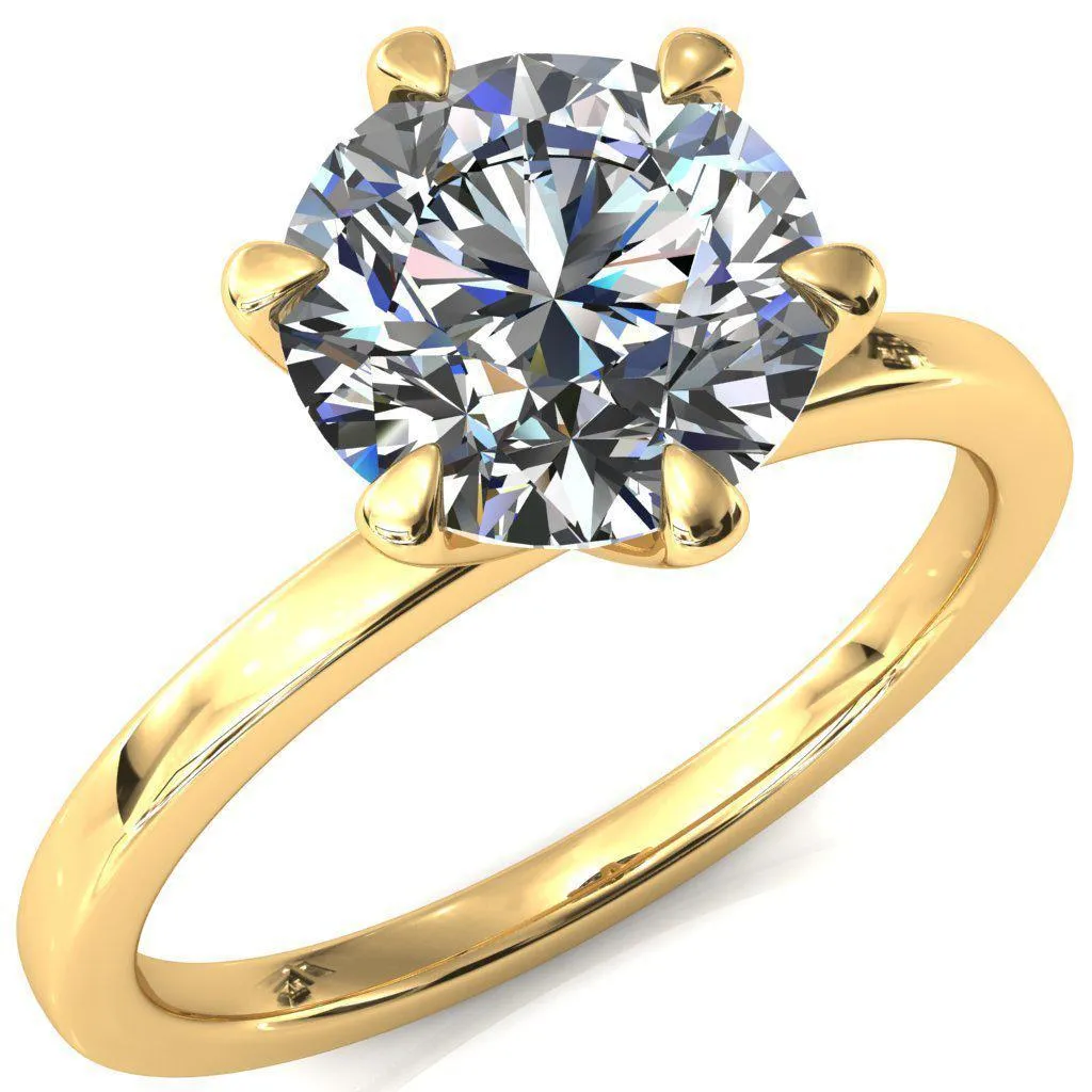 Julianne Round Center Stone Solitaire 6 Prong Ring