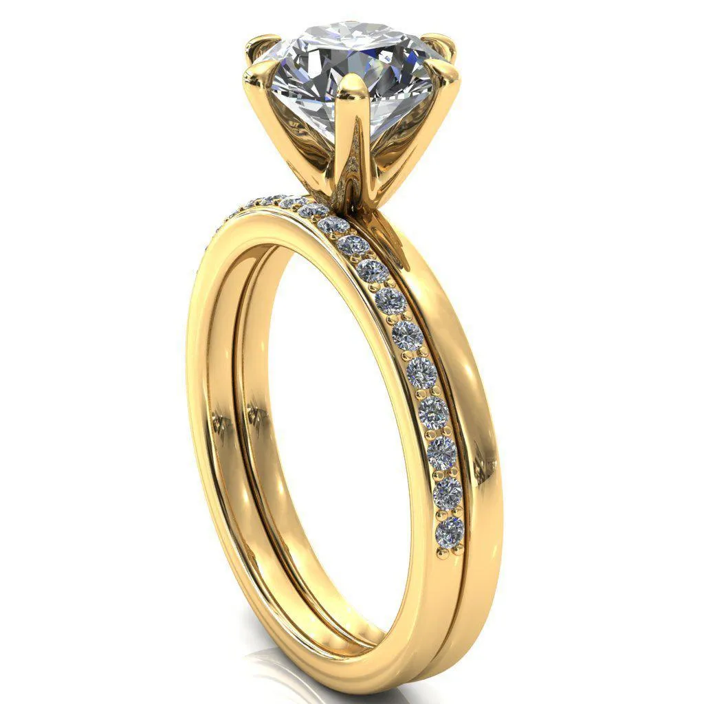 Julianne Round Center Stone Solitaire 6 Prong Ring