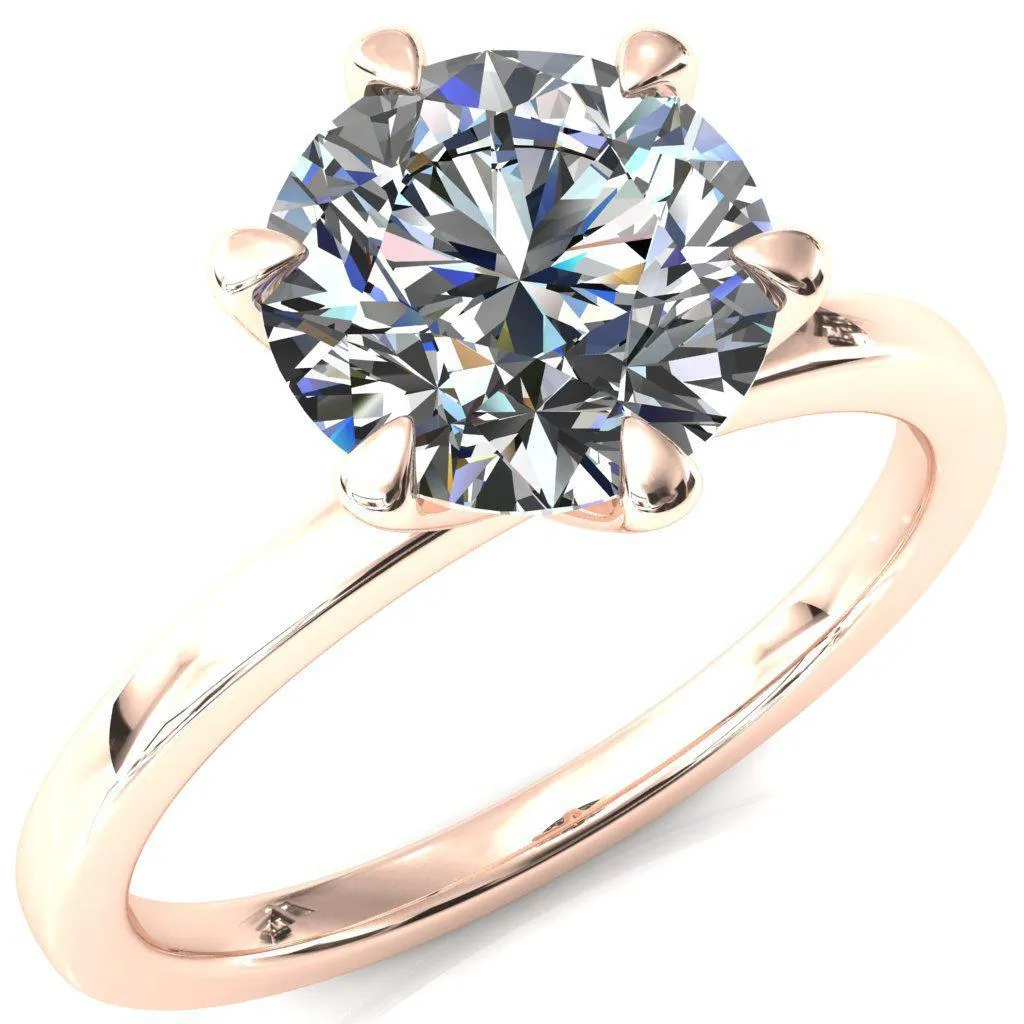 Julianne Round Center Stone Solitaire 6 Prong Ring