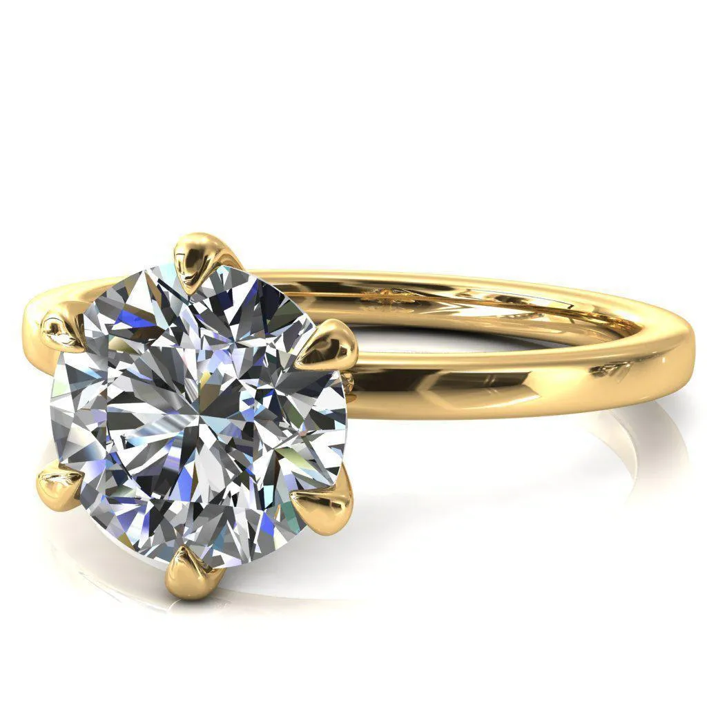 Julianne Round Center Stone Solitaire 6 Prong Ring
