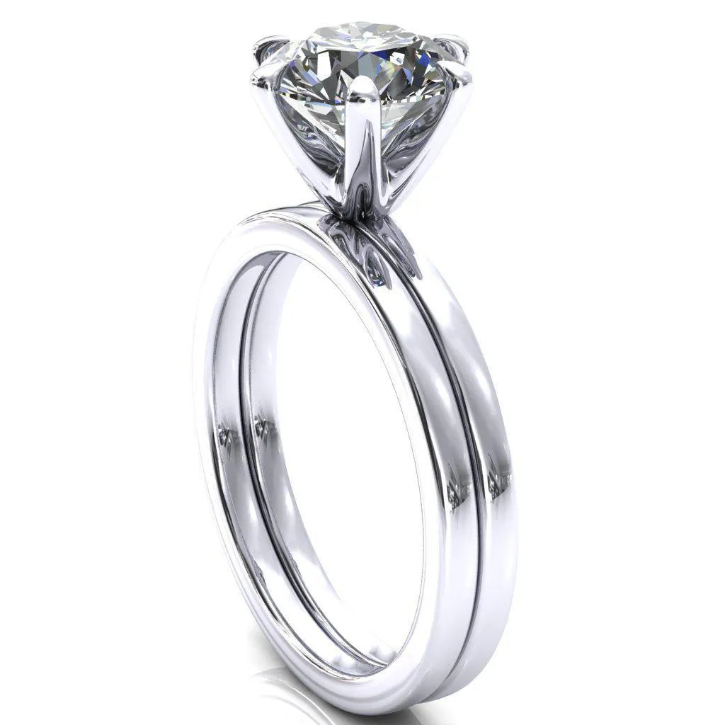 Julianne Round Center Stone Solitaire 6 Prong Ring