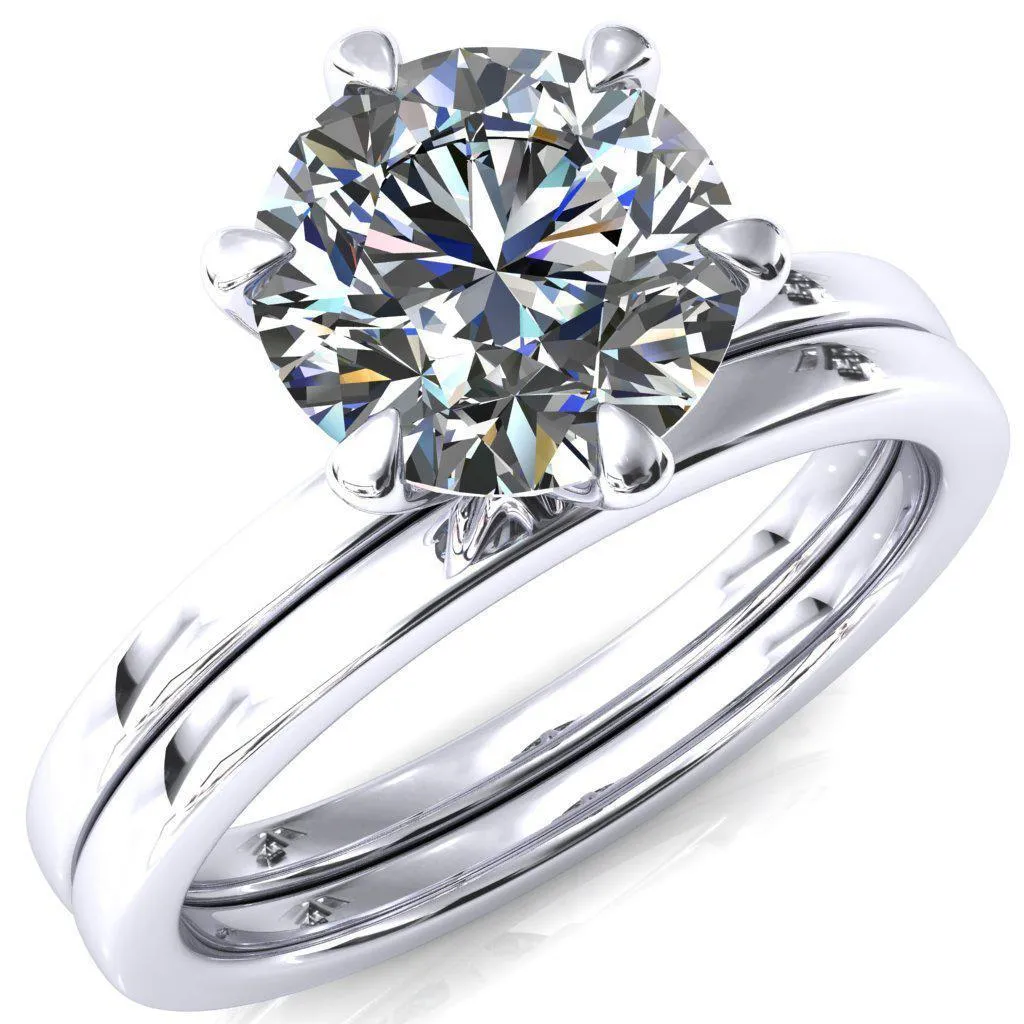 Julianne Round Center Stone Solitaire 6 Prong Ring