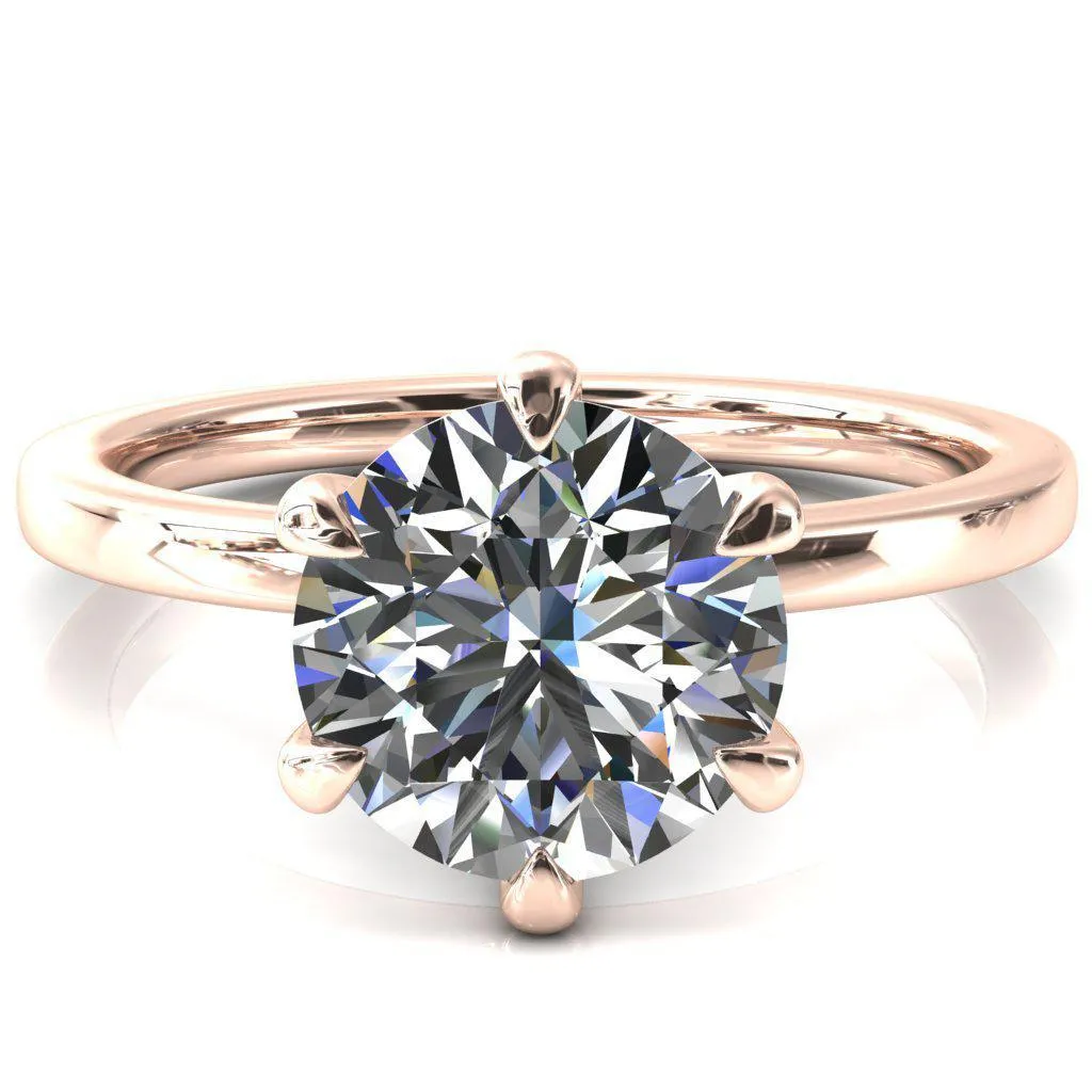 Julianne Round Center Stone Solitaire 6 Prong Ring