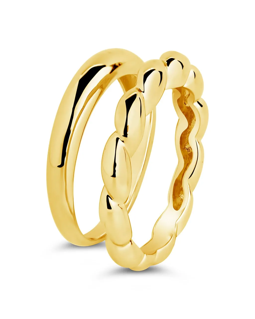 Kehlani Polished & Bubble Band Ring Set of 2