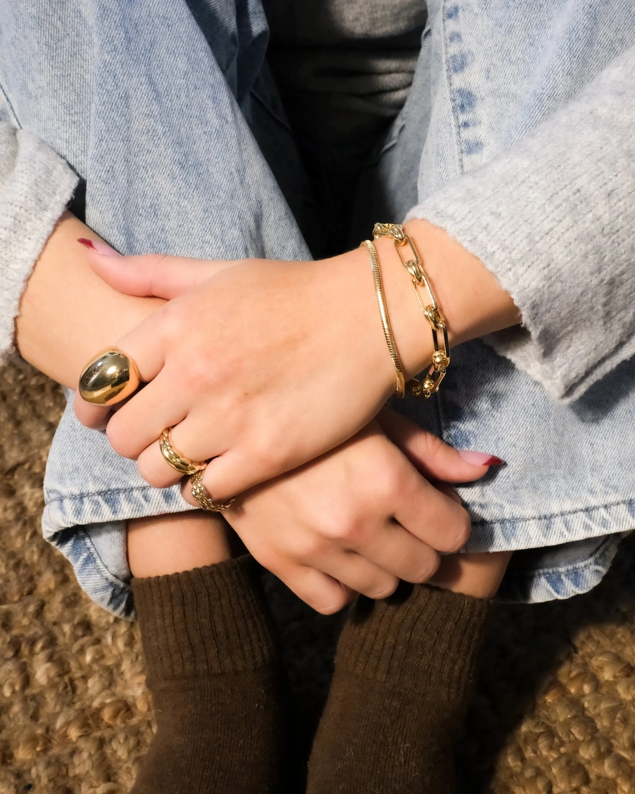 Kehlani Polished & Bubble Band Ring Set of 2