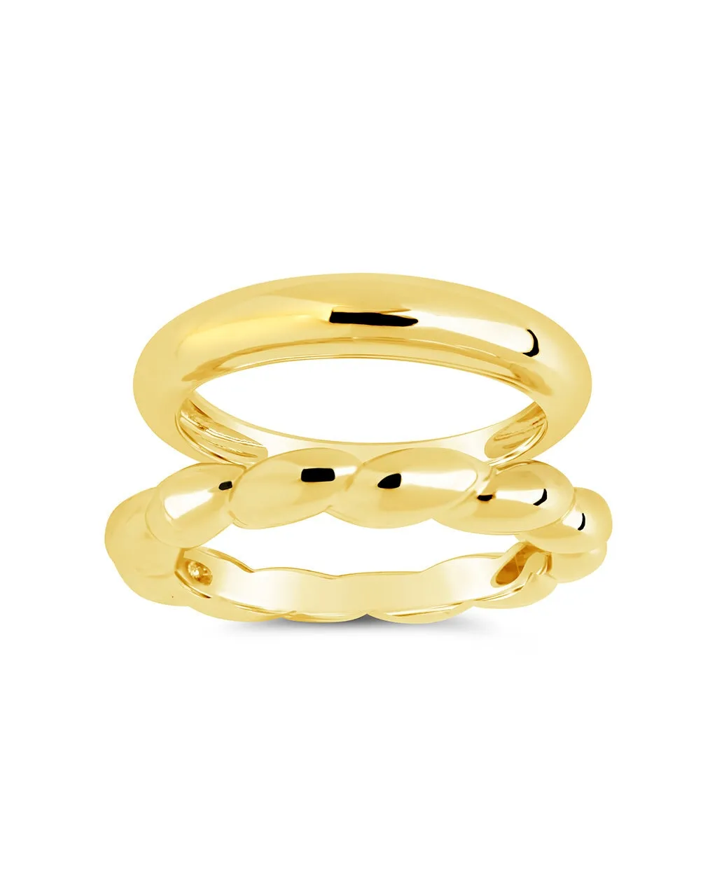 Kehlani Polished & Bubble Band Ring Set of 2