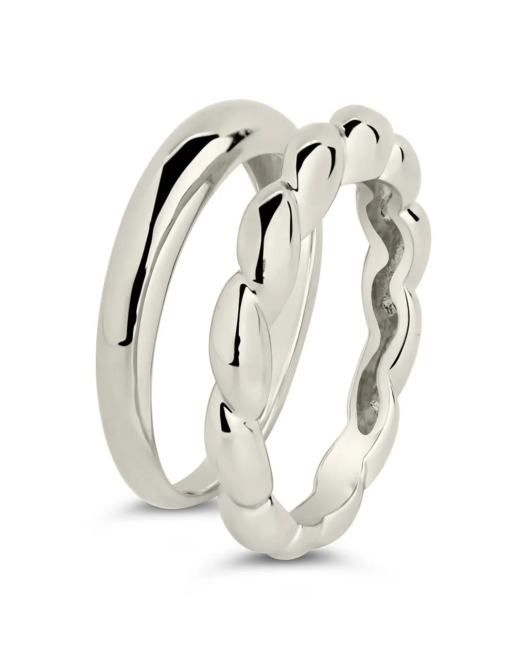 Kehlani Polished & Bubble Band Ring Set of 2
