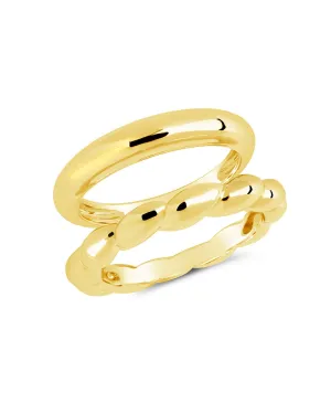 Kehlani Polished & Bubble Band Ring Set of 2