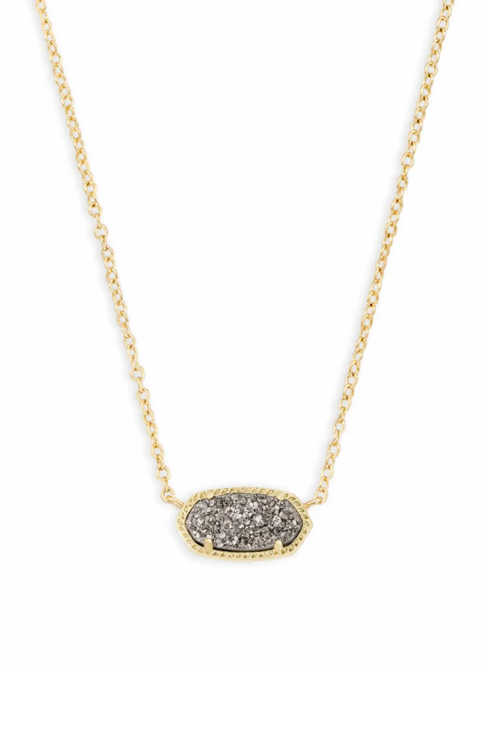 Kendra Scott Elisa Gold Short Pendant Necklace in Platinum Drusy | 4217710682