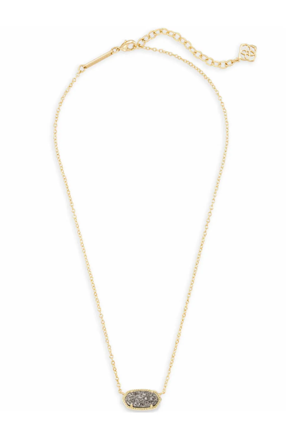 Kendra Scott Elisa Gold Short Pendant Necklace in Platinum Drusy | 4217710682