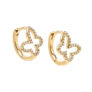 Kids Diamond Pave Butterfly Cutout Huggie Earring 14K