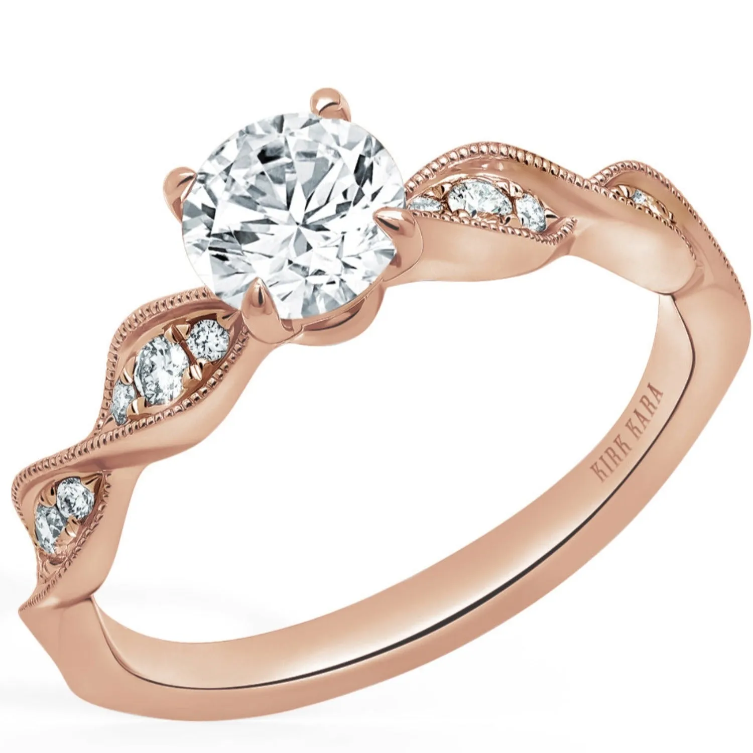 Kirk Kara "Pirouetta" Twist Milgrain Engagement Ring