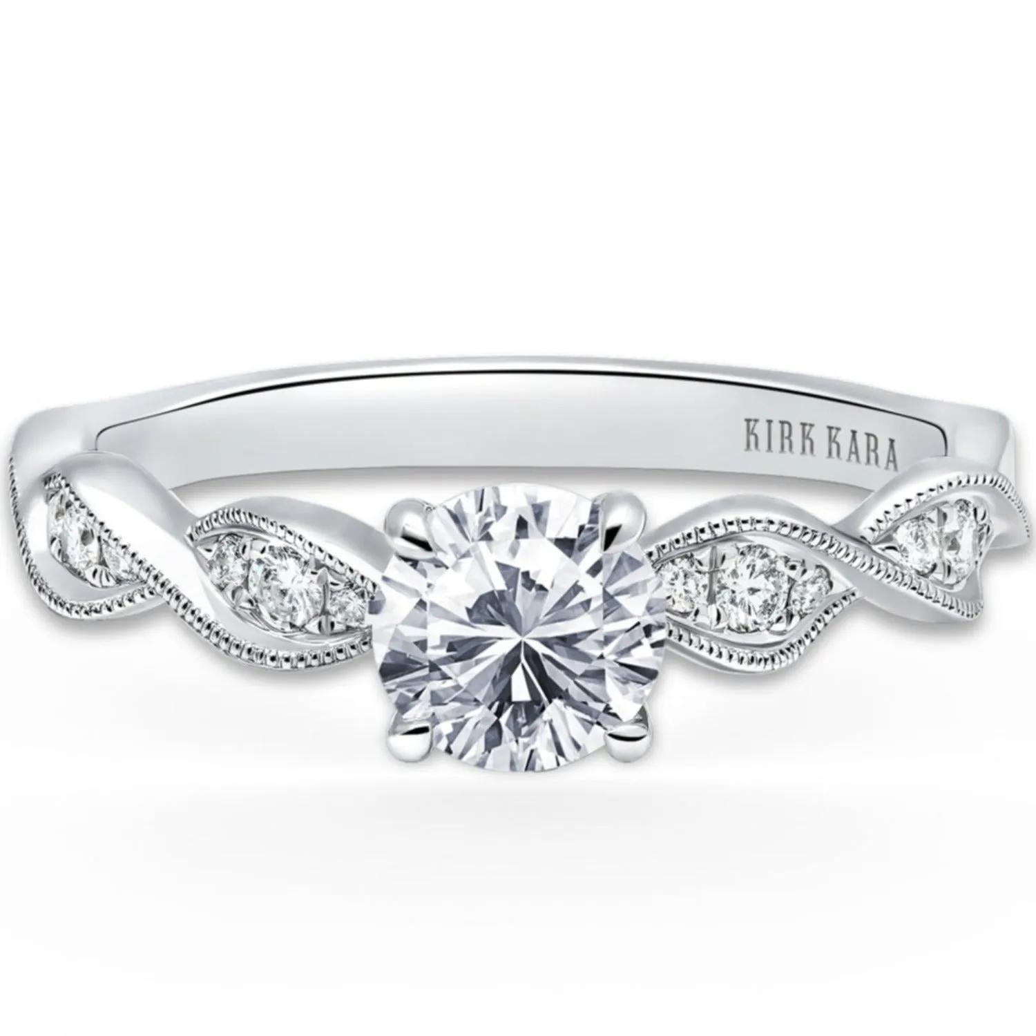 Kirk Kara "Pirouetta" Twist Milgrain Engagement Ring