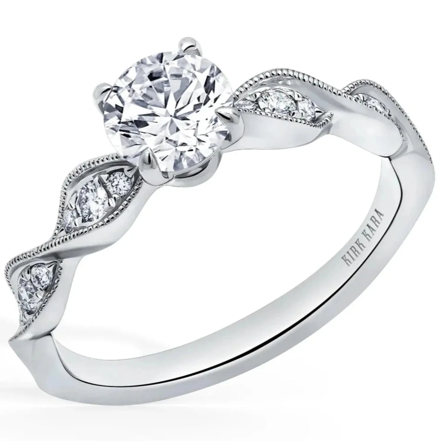 Kirk Kara "Pirouetta" Twist Milgrain Engagement Ring
