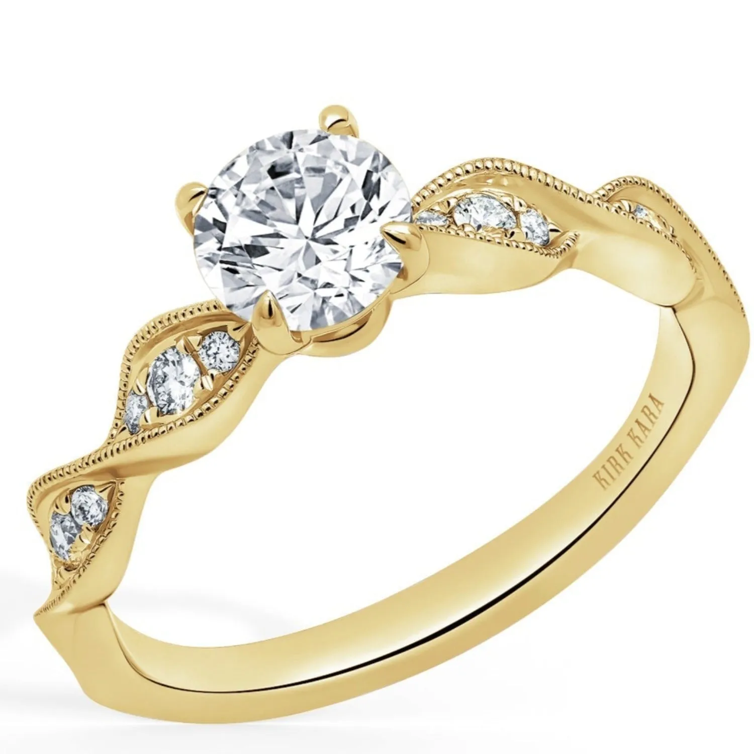 Kirk Kara "Pirouetta" Twist Milgrain Engagement Ring