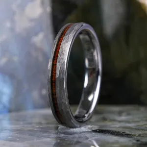 Koa Wood Stripe / Hammered Silver - 4mm