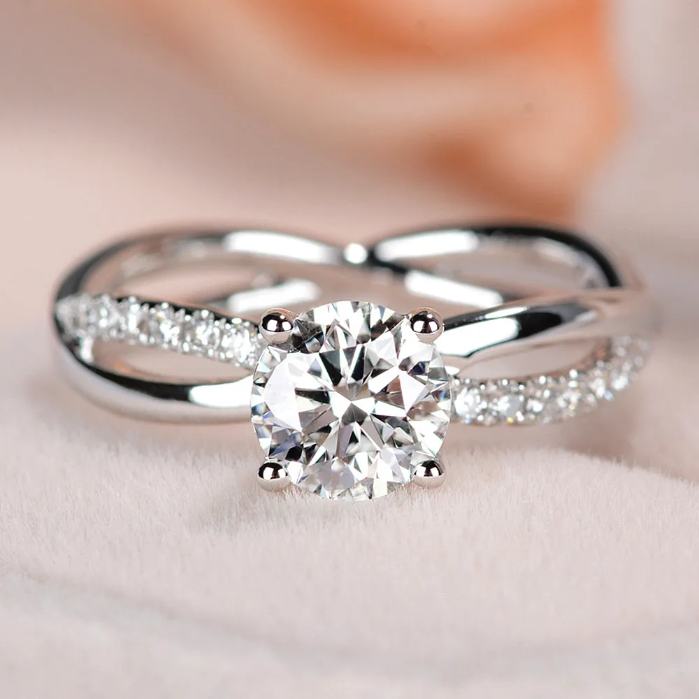 Lab-Grown Diamond Criss Corss Engagement Ring