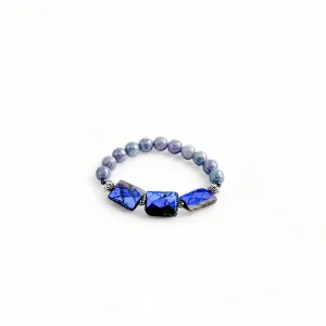 Labradorite and agate stretch bracelet