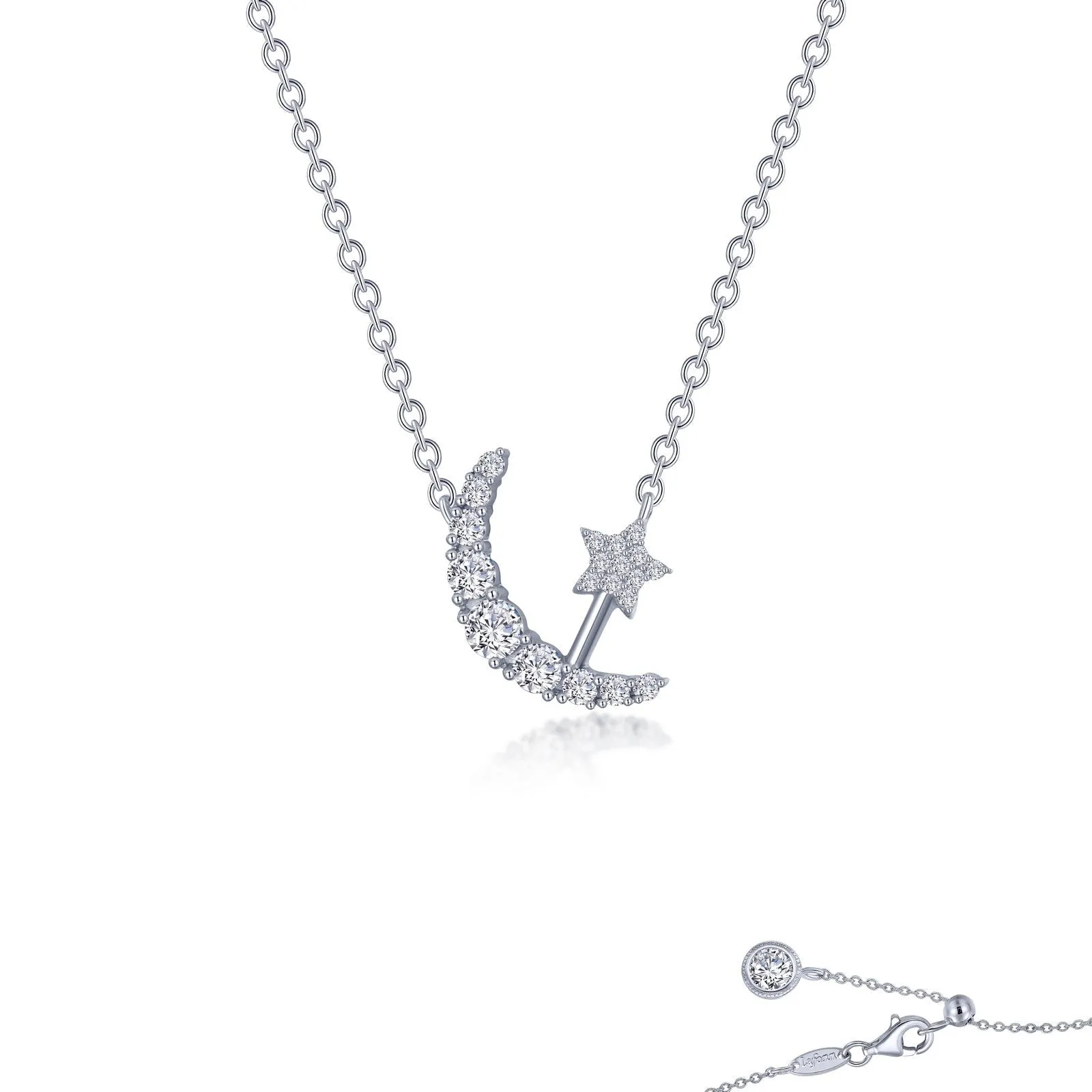 Lafonn Necklace With Simulated Silver Moon .66 Cttw Diamond 20"