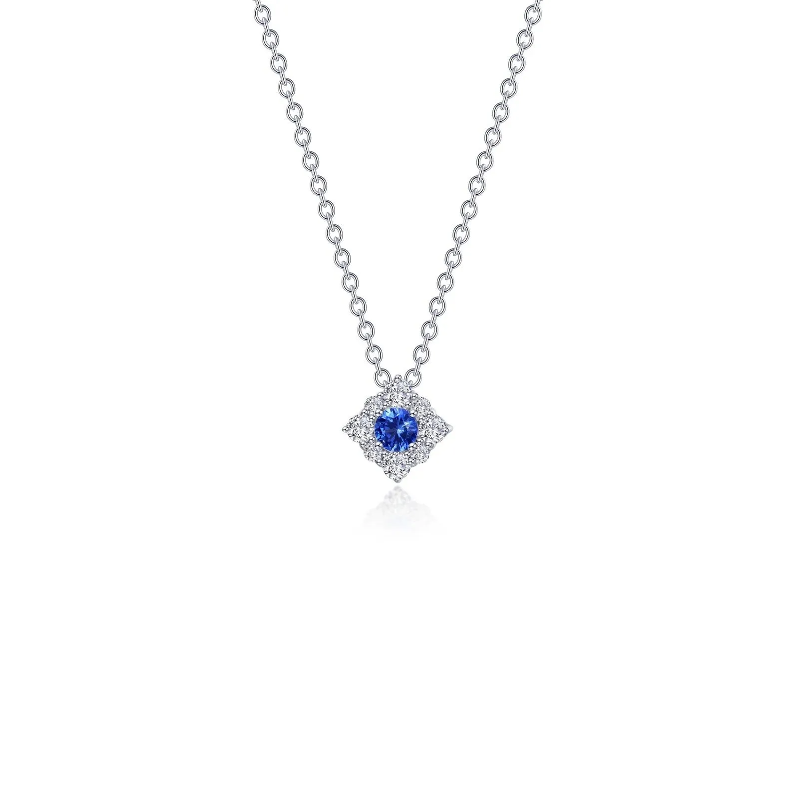 Lafonn Simulated Diamond & Blue Sapphire Halo Necklace N0324CSP18