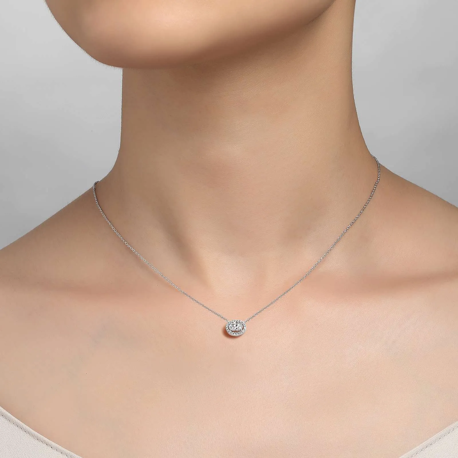 Lafonn Simulated Oval Cut Diamond Halo Pendant